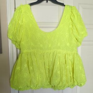 NWT neon yellow Anthropologie bubble top